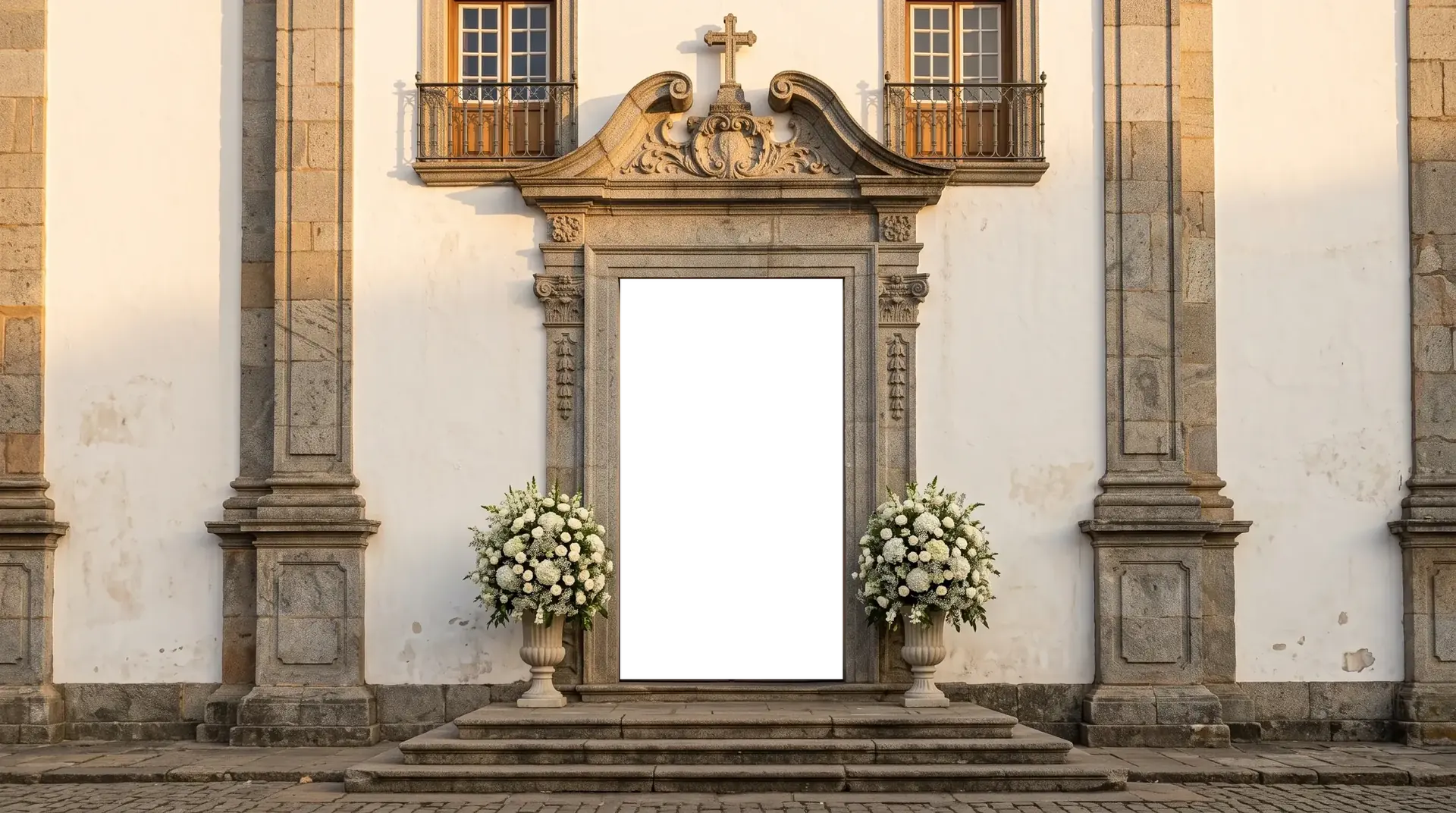 Fachada da igreja com as portas fechadas